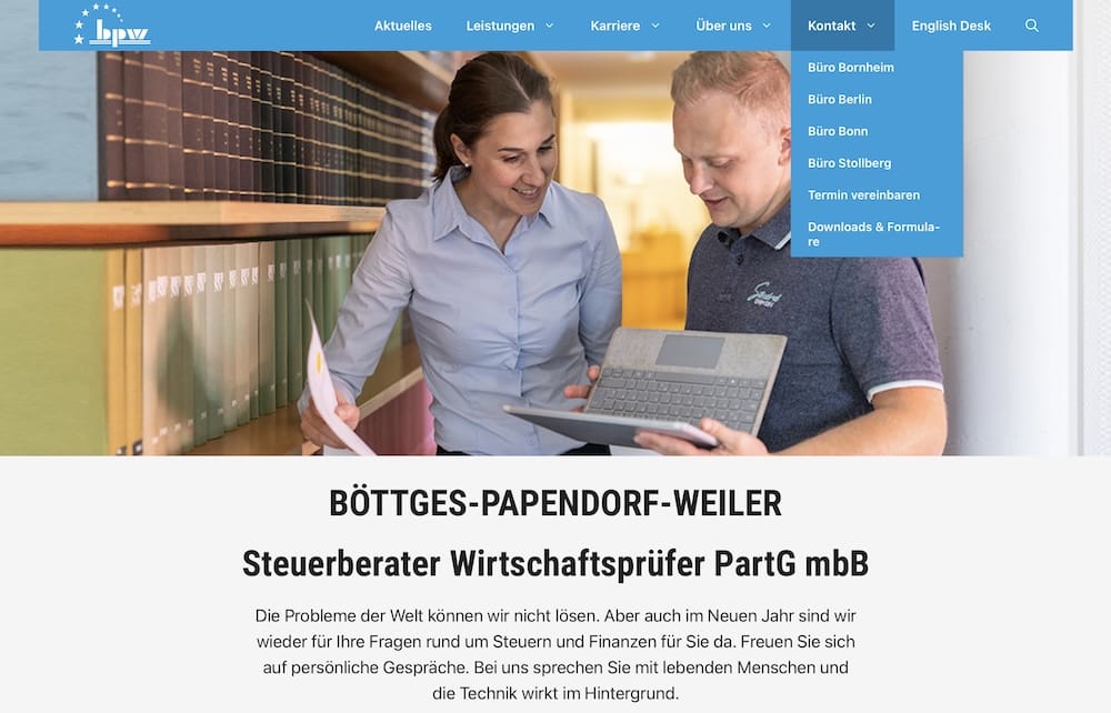 Screenshot der Website bpw-online.de